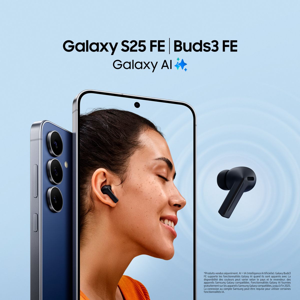 Smartphone Galaxy S25 FE 5G 128Go Noir Absolu couleur unique, SAMSUNG