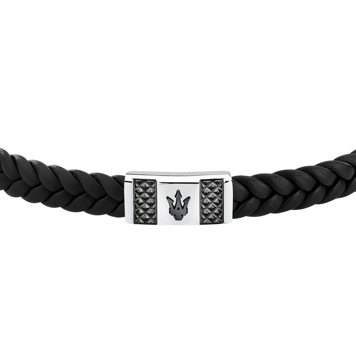 Bracelet acier, cuir RECYCLED LEATHER argent, noir, MASERATI