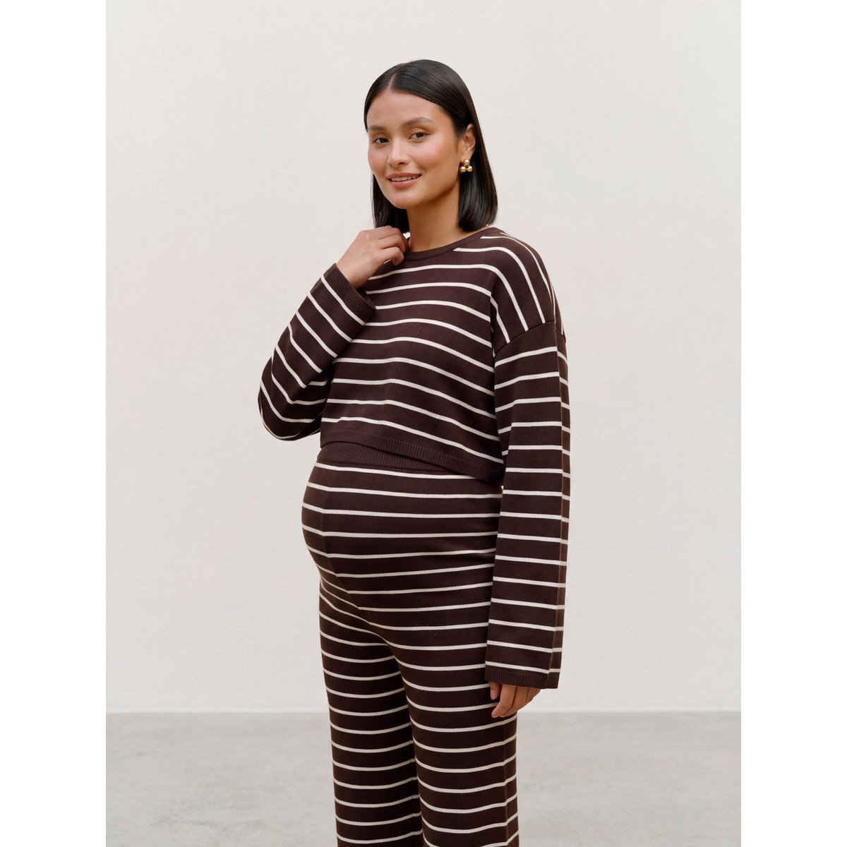 Pull En Maille marron - hot fudge 1, MAMA LICIOUS