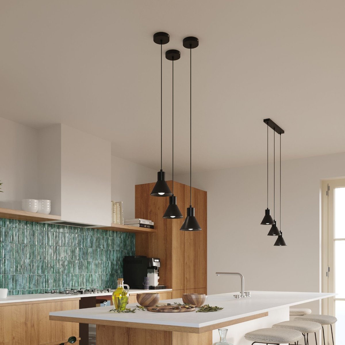 Suspension Acier Noir E27 3 Taleja noir, EDEN
