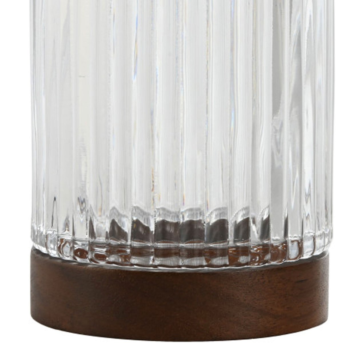 Porte brosse à dents en verre strié et bois d'acacia 7.5x7.5x11.5cm transparent, WADIGA