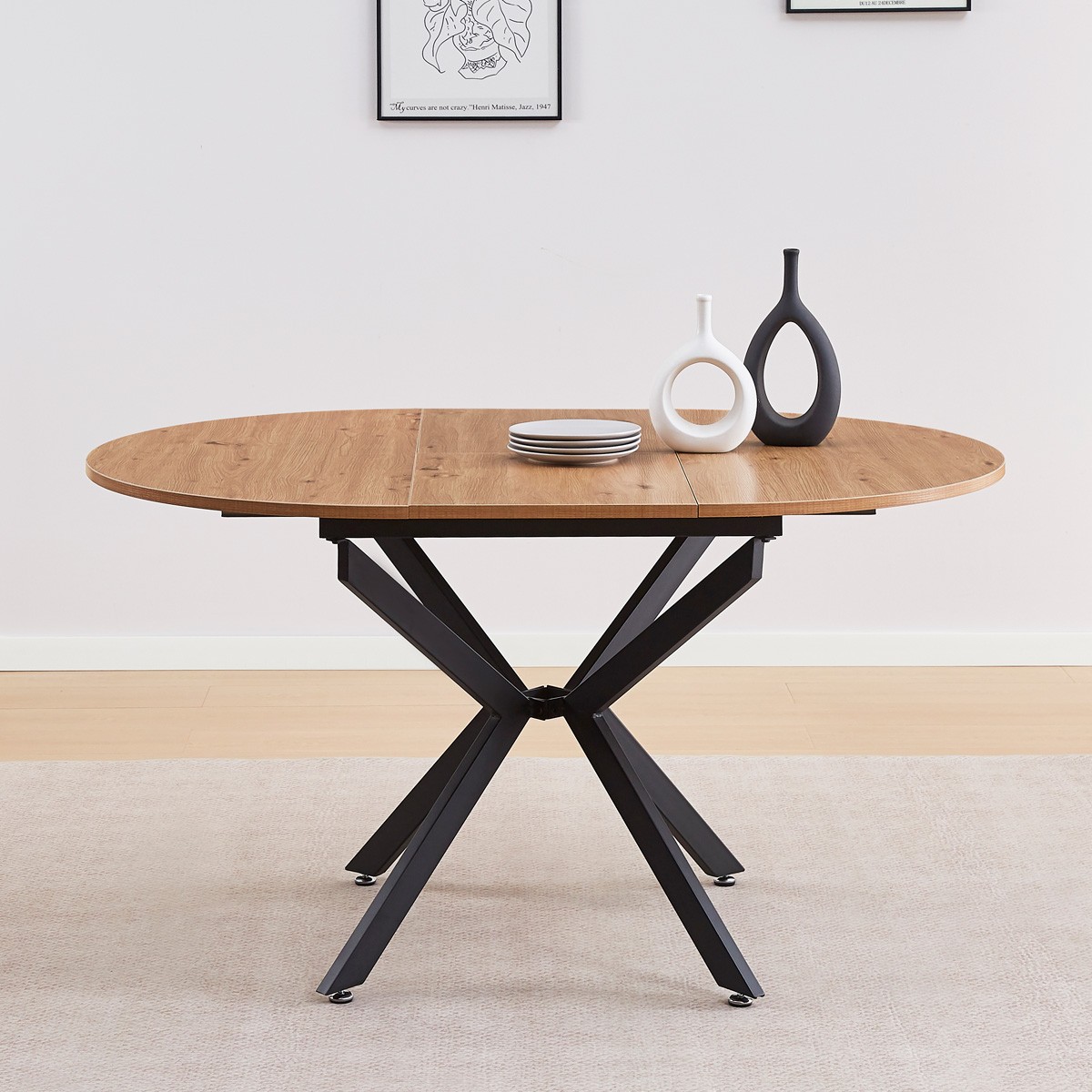 Table à manger extensible effet bois 4/6 personnes - MARIUS bois, HOMIFAB
