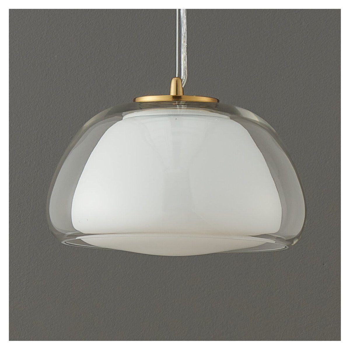 Suspension contemporaine en verre - LOMELIA transparent et blanc, KOSILUM