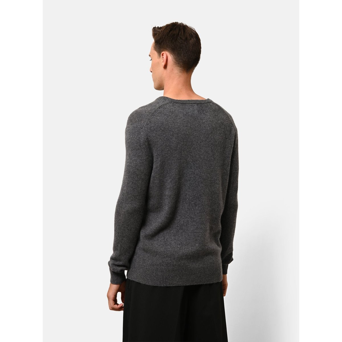 Pull Col V 4 Fils Anthracite Chiné Nathan gris anthracite chiné, JUST CASHMERE
