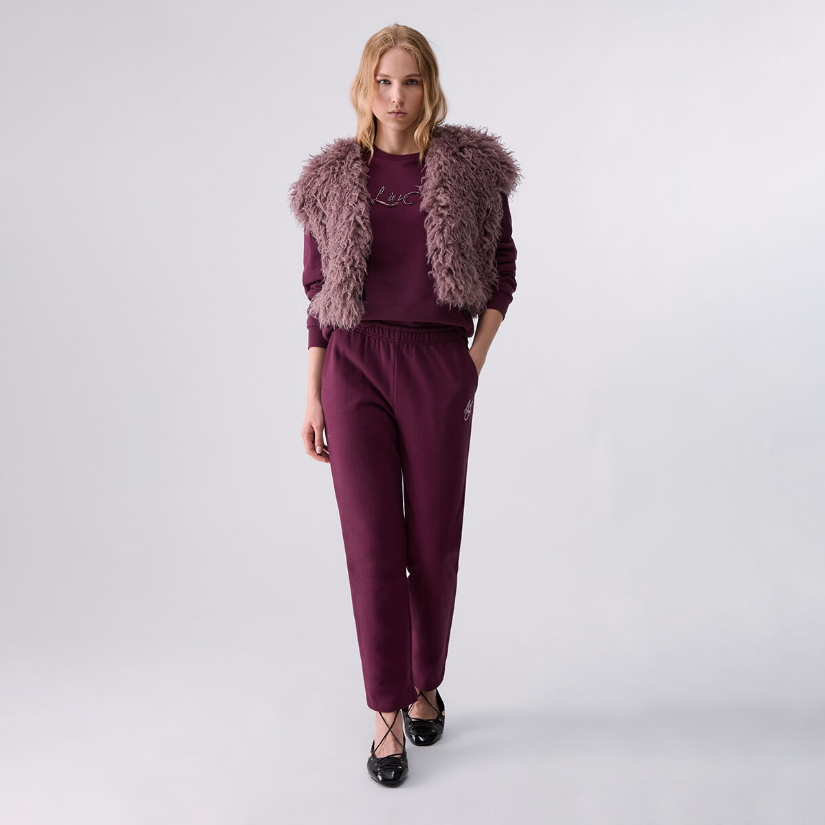 Sweat-shirt avec ornements bijoux aubergine, LIU JO