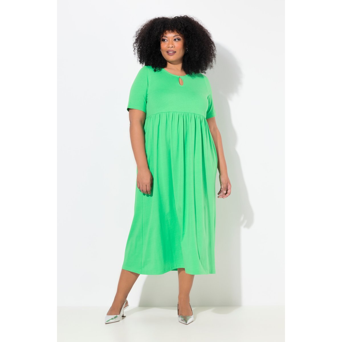 Robe maxi coupe évasée, poches menthe verte, ULLA POPKEN