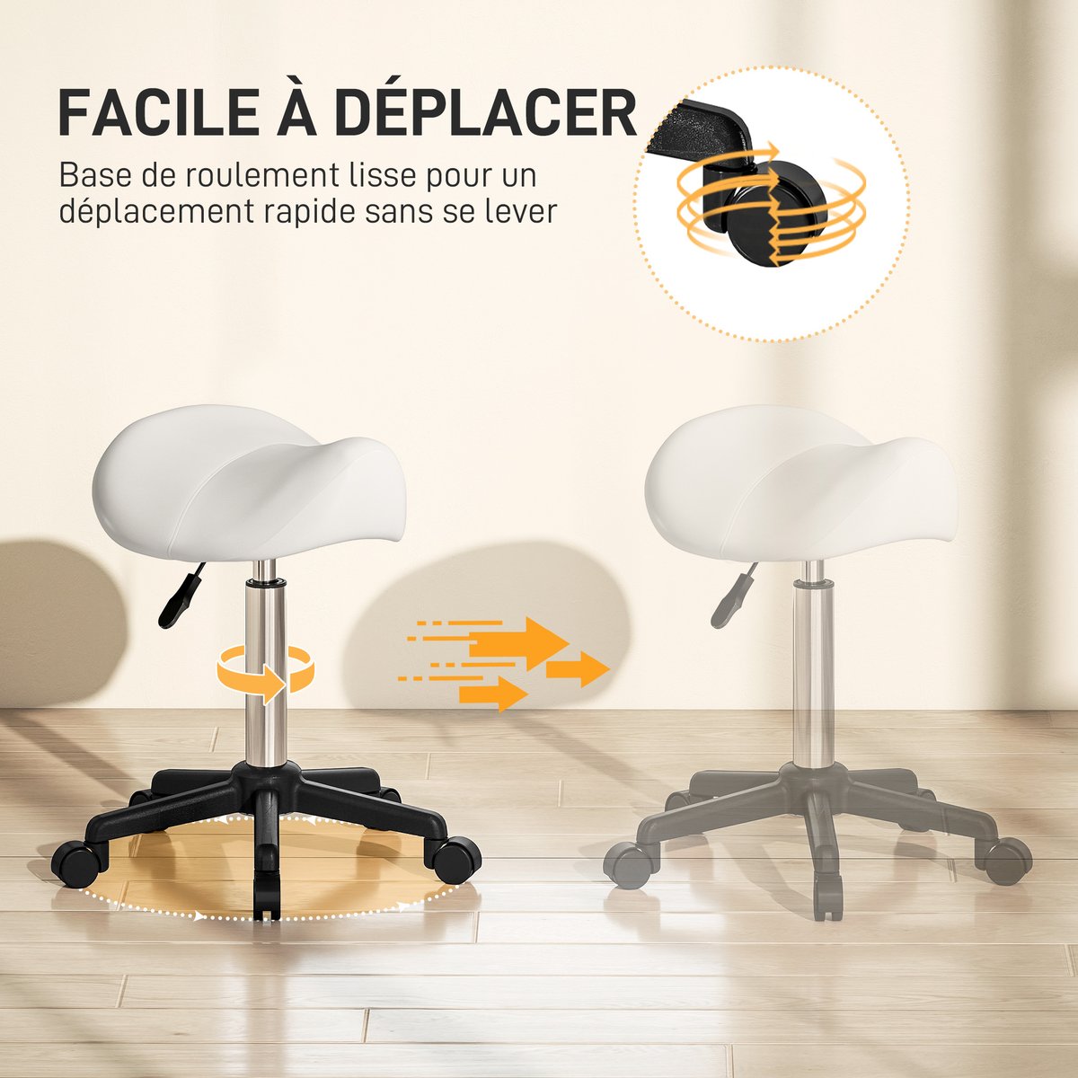 Tabouret de salon Polyuréthane Blanc blanc, HOMCOM