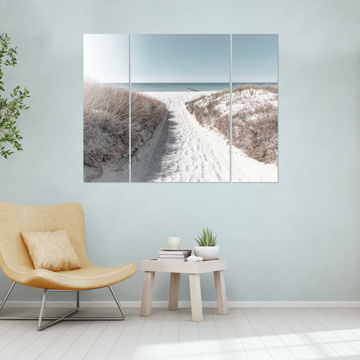 Triptyque Sur Toile Chemin De Plage 125x97 Cm PLAGE tableaux sur toile-beige, CEANOTHE