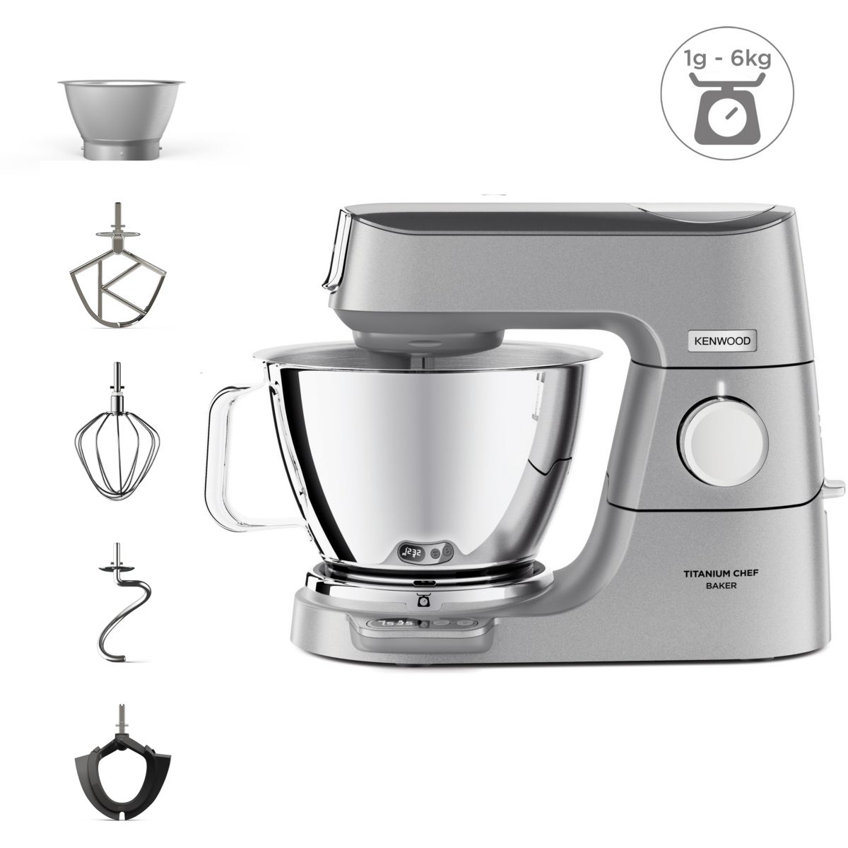 Robot pâtissier KVC85.009SI Titanium Chef Baker blanc, KENWOOD