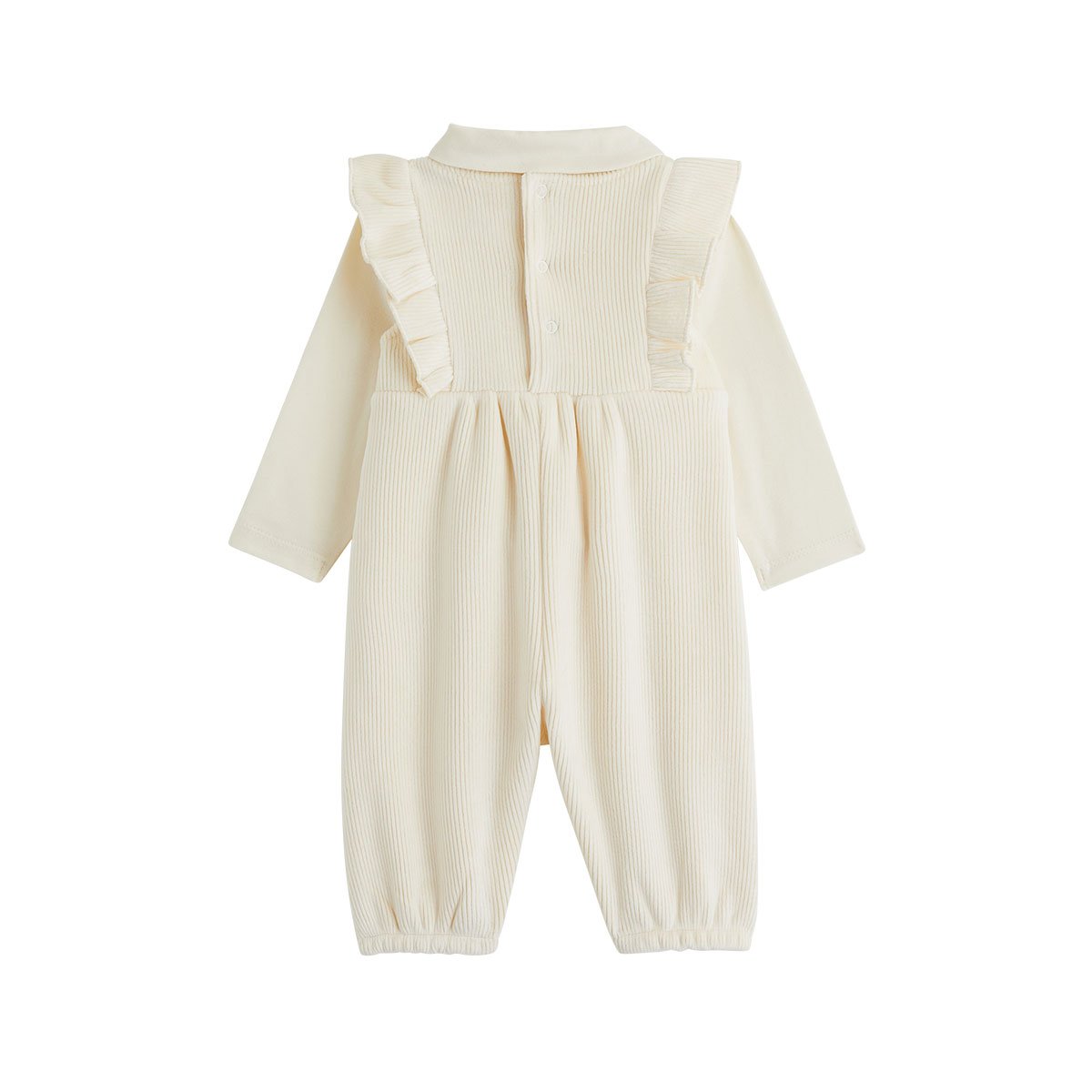 Ensemble salopette bébé en velours et t-shirt Neige ecru, PETIT BEGUIN