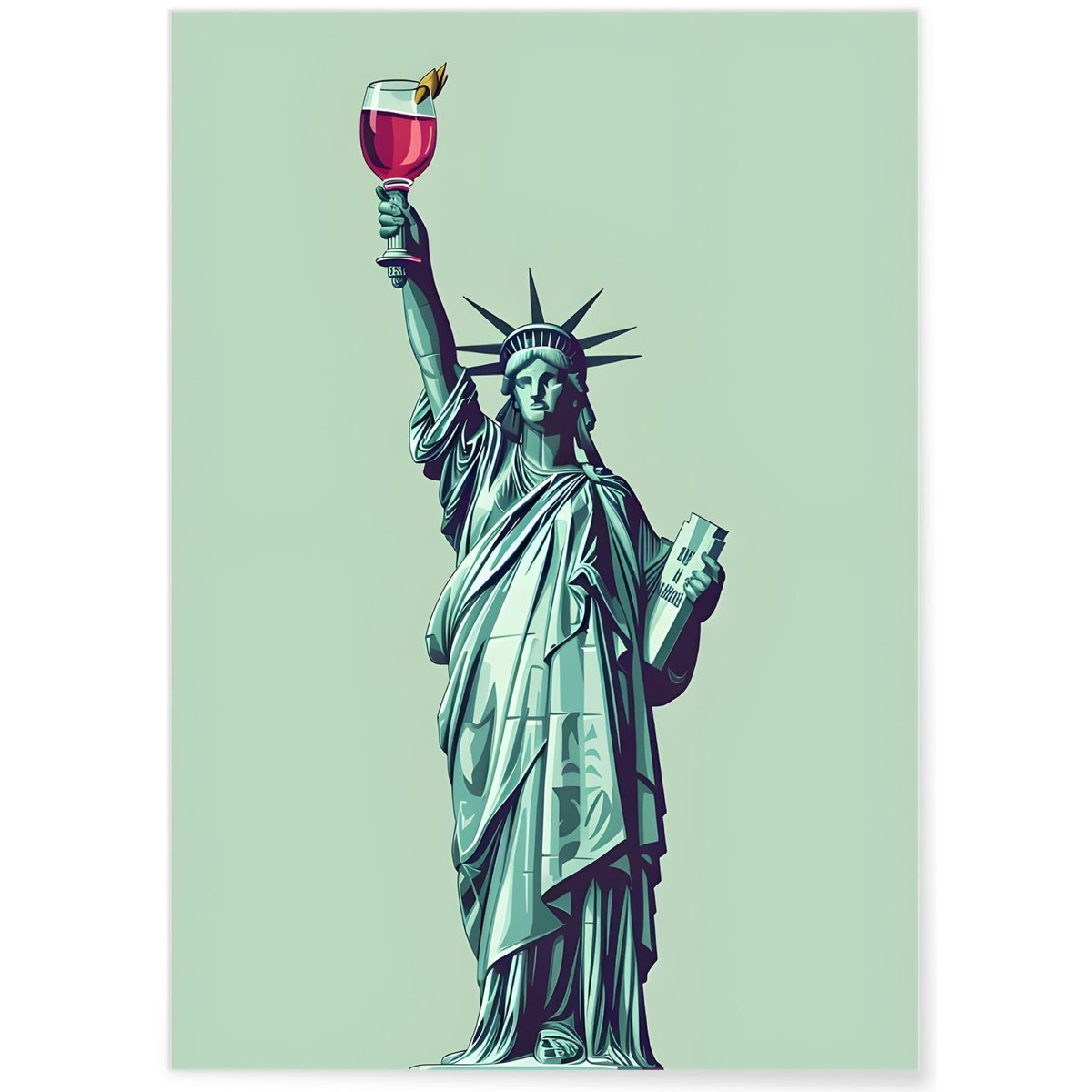 Affiche Statue liberté & vin blanc, L'AFFICHERIE