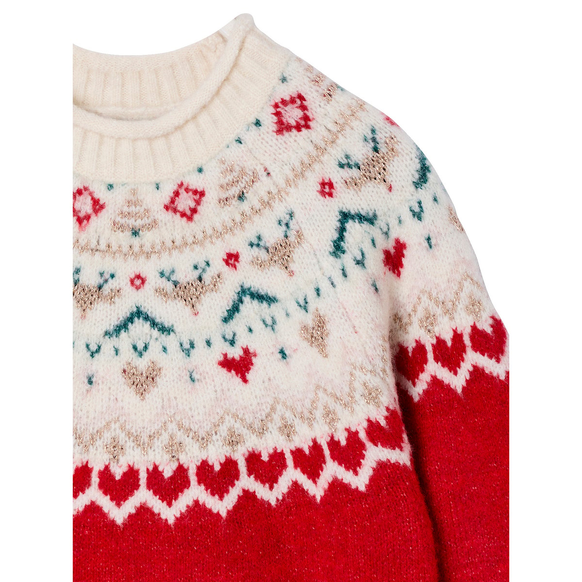 Pull noël jacquard rouge, VERTBAUDET