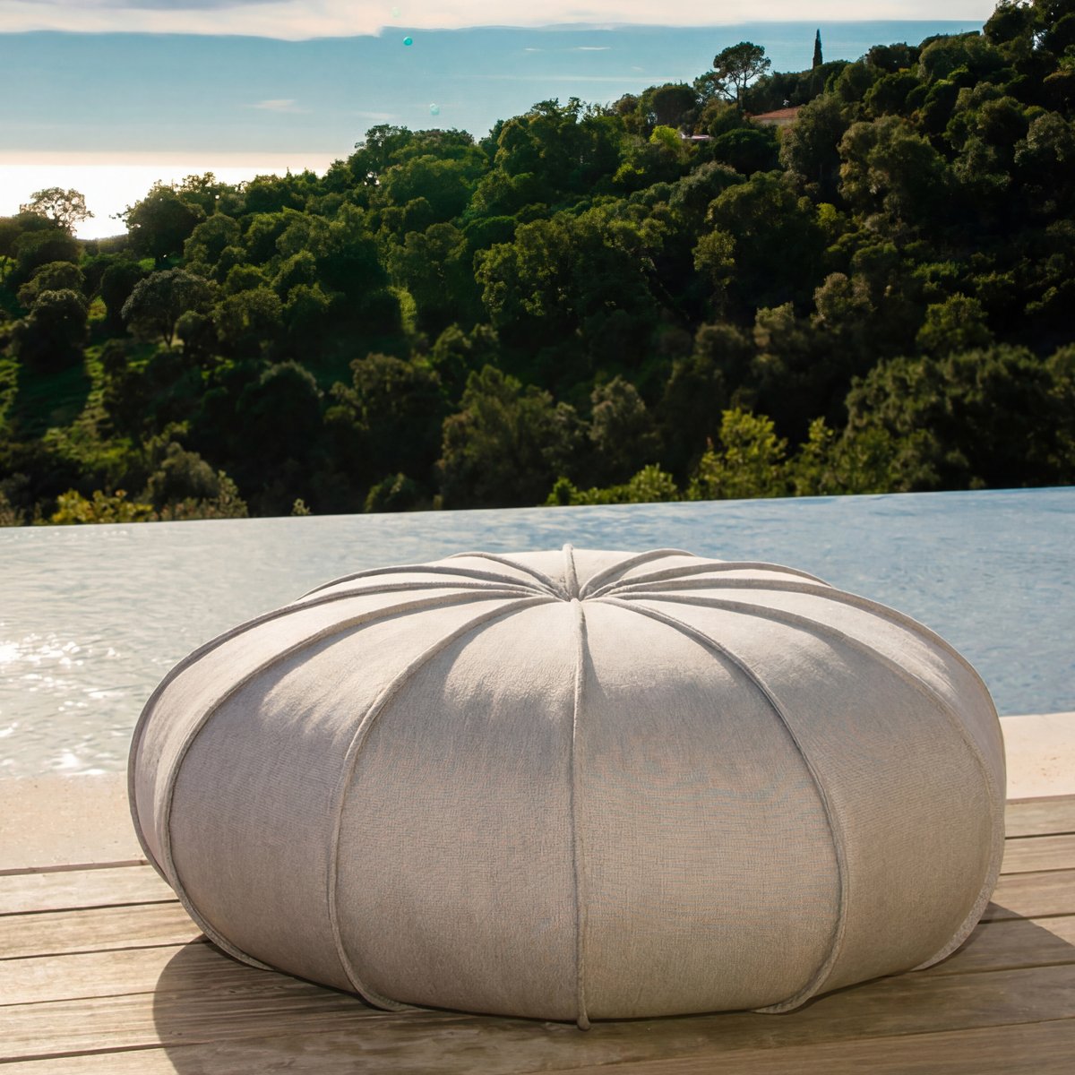 Pouf oursin extérieur flottant déhoussable gris, MX HOME