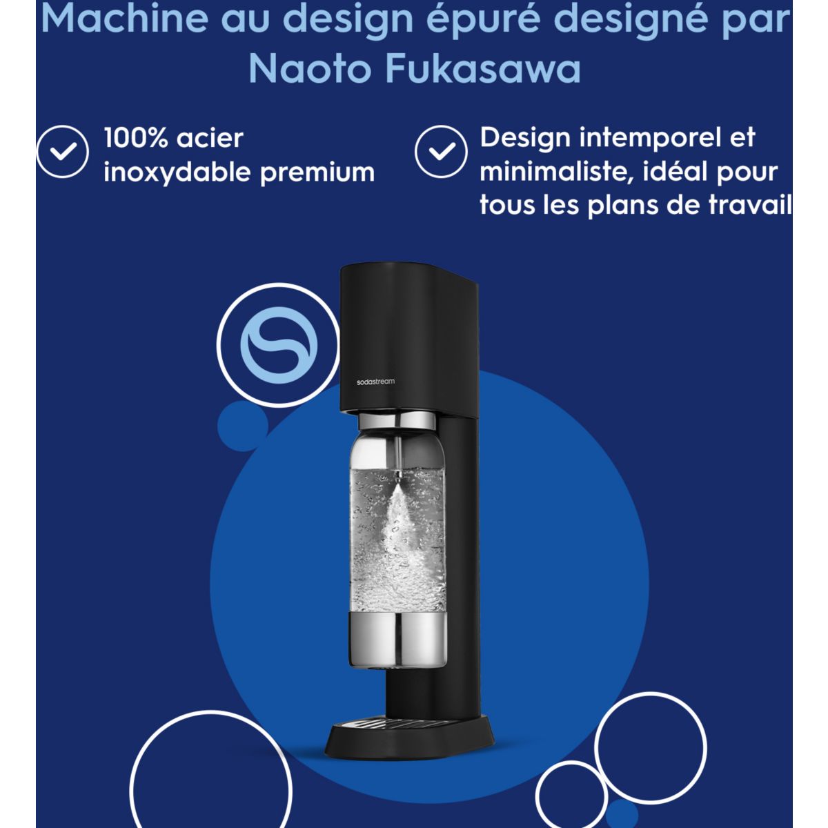 Machine à soda ENSO noire couleur unique, SODASTREAM