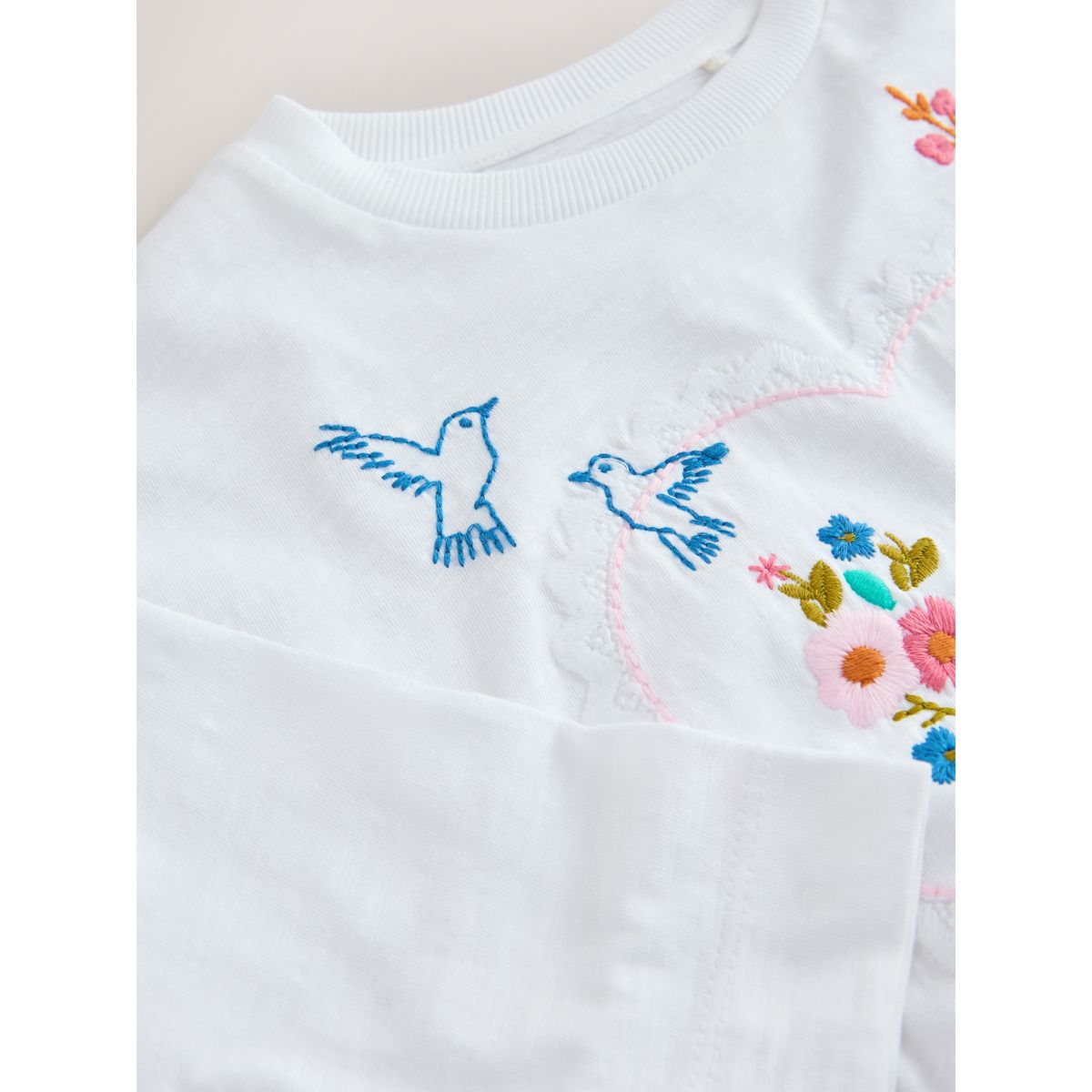 T-shirt droit oversize brodé blanc, NEXT