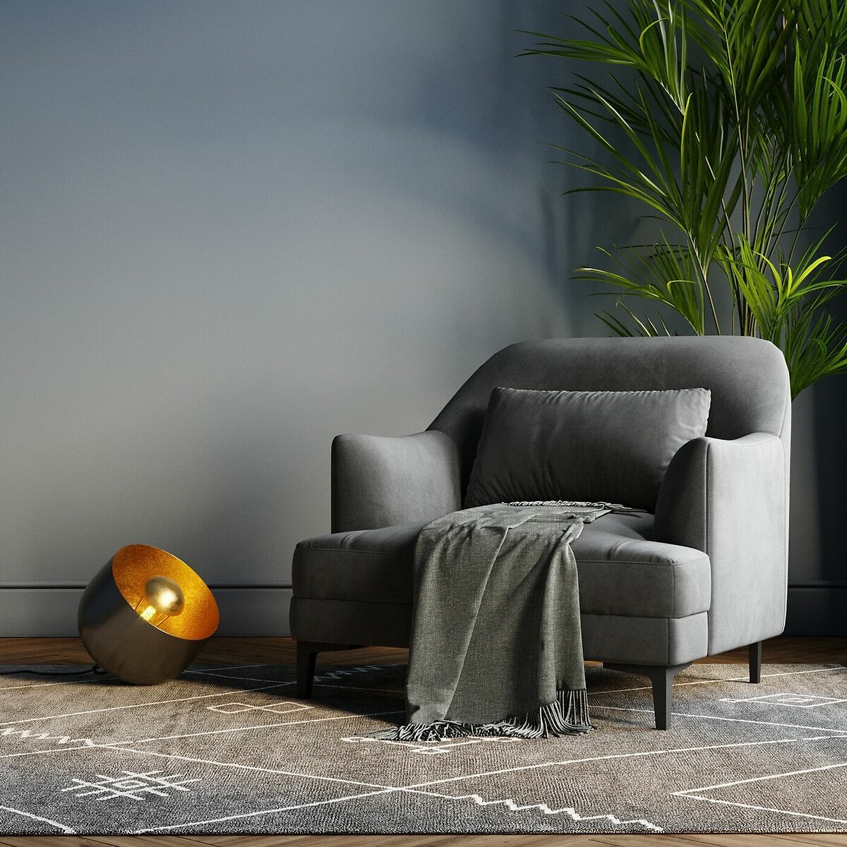 Lampe de sol Apollon Smooth noir Ø28cm doré, KARE DESIGN