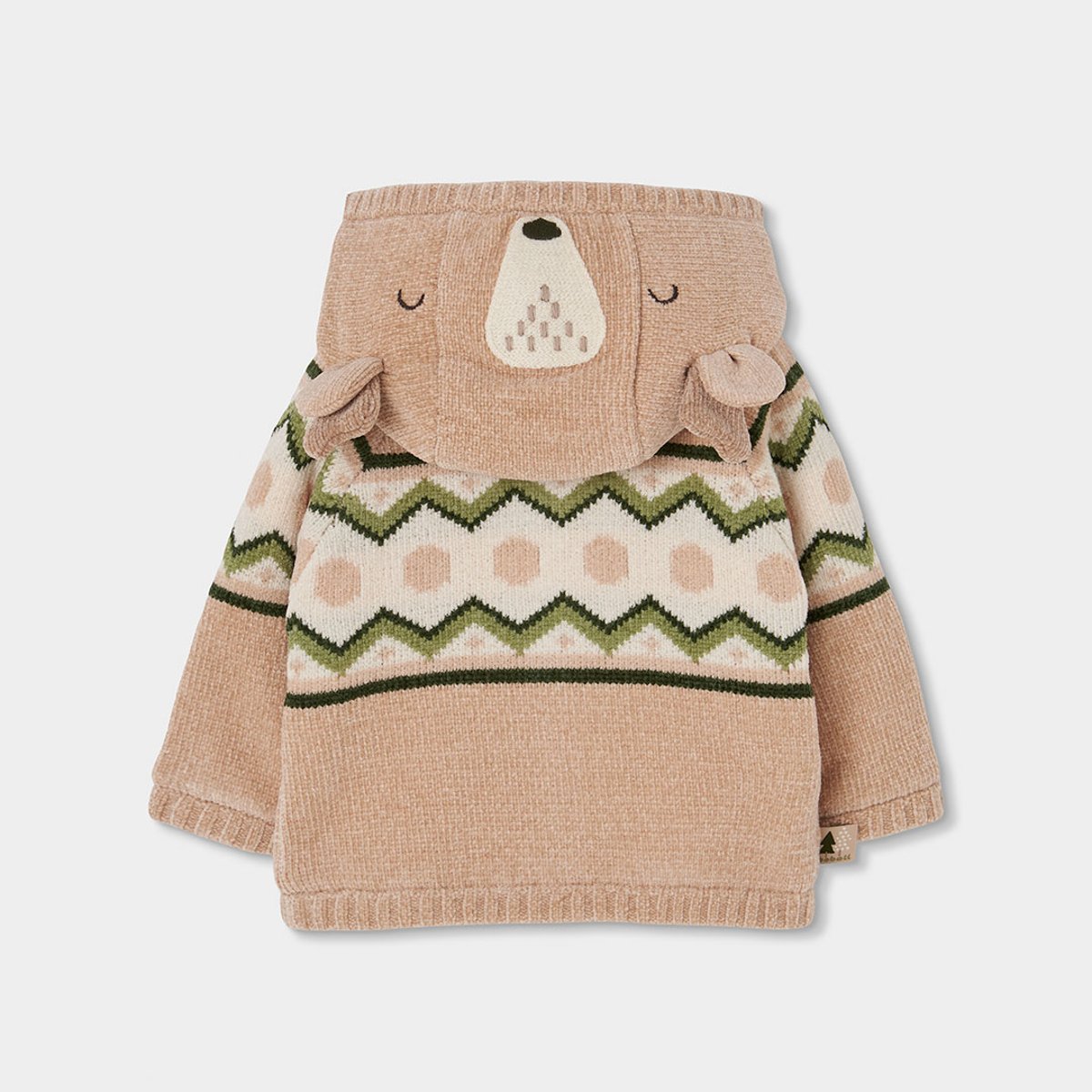 Veste maille bébé garçon imprimé zigzag blanc, BOBOLI