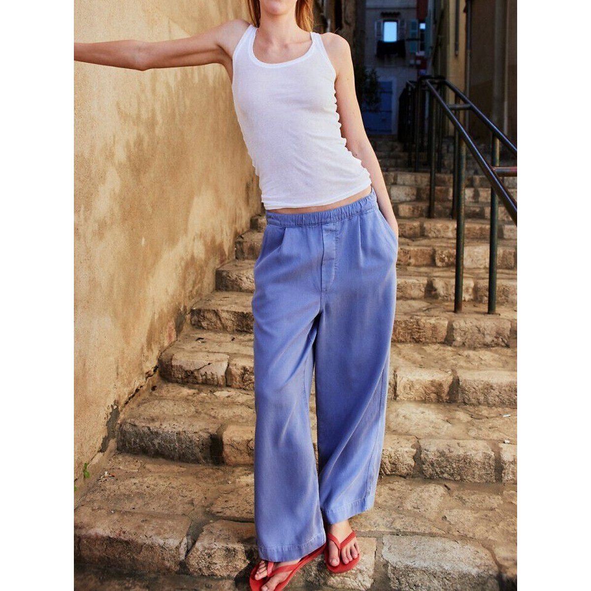 Pantalon large et fluide, JAPTOWN bleu, AMERICAN VINTAGE