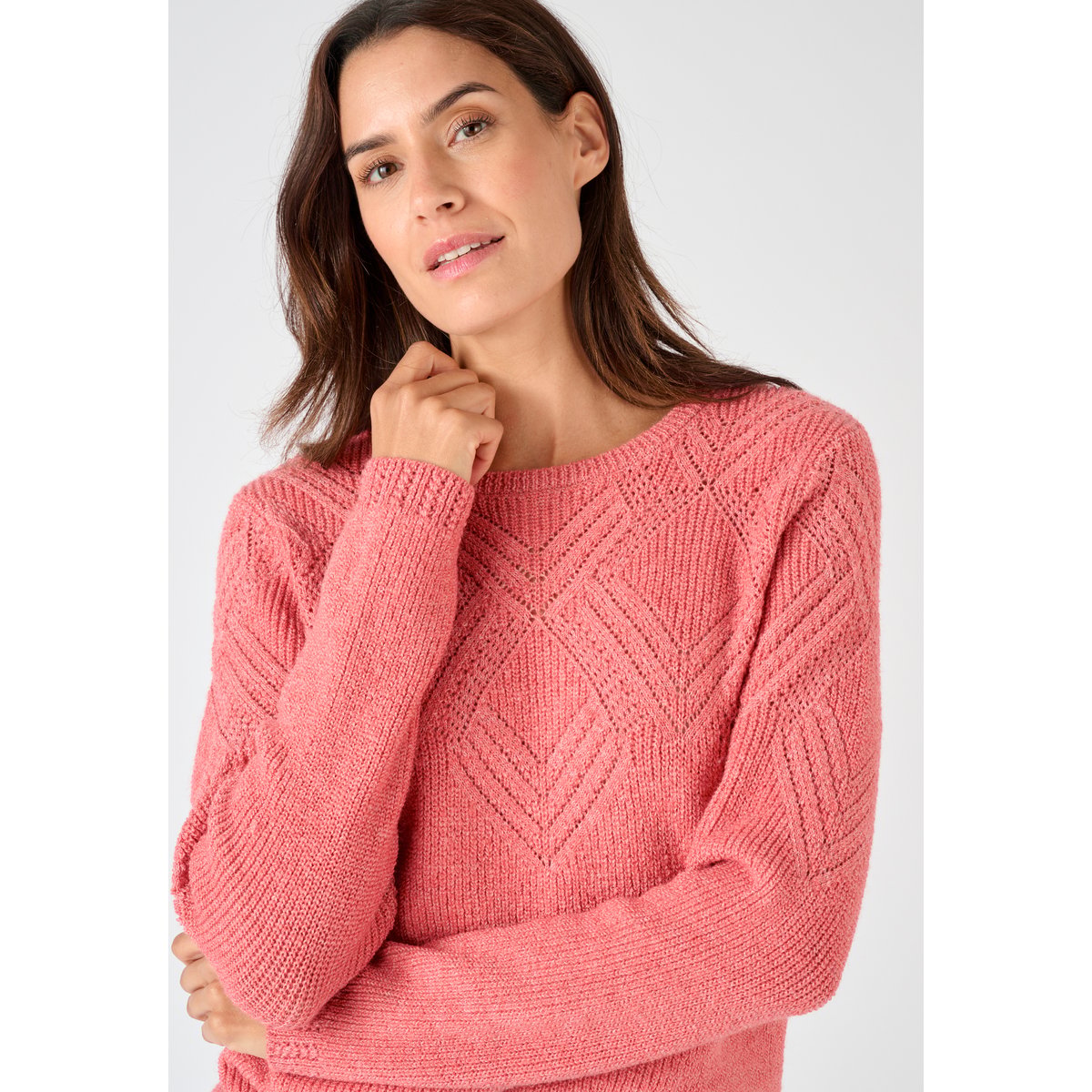 Pull maille fantaisie Thermolactyl vieux rose, DAMART