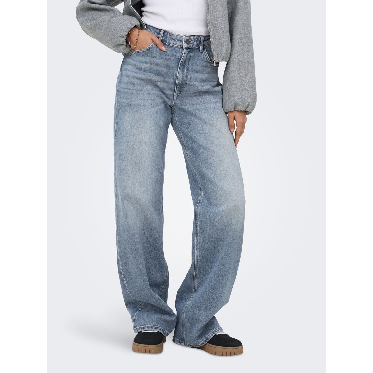 Jean À Jambe Large special blue grey denim, ONLY