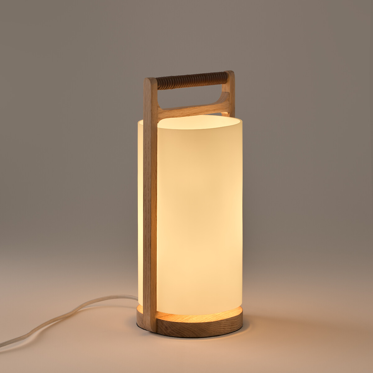 Lampe chêne massif et opaline, Fodéo opaline, AM.PM
