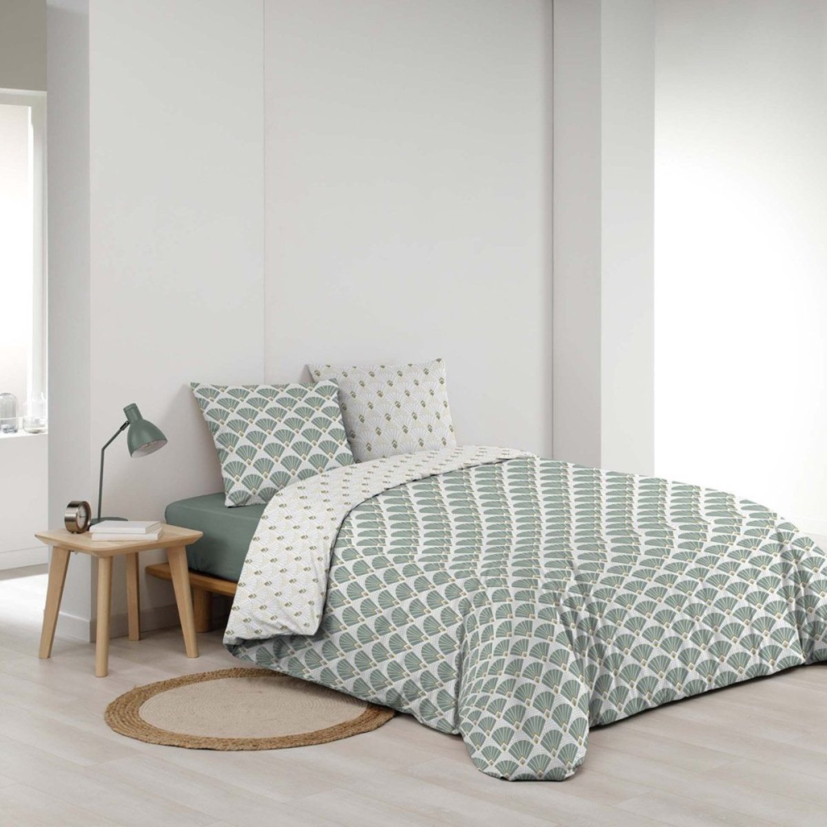 Housse de couette 240x220 + 2 taies Diane microfibre vert, DECORATIE
