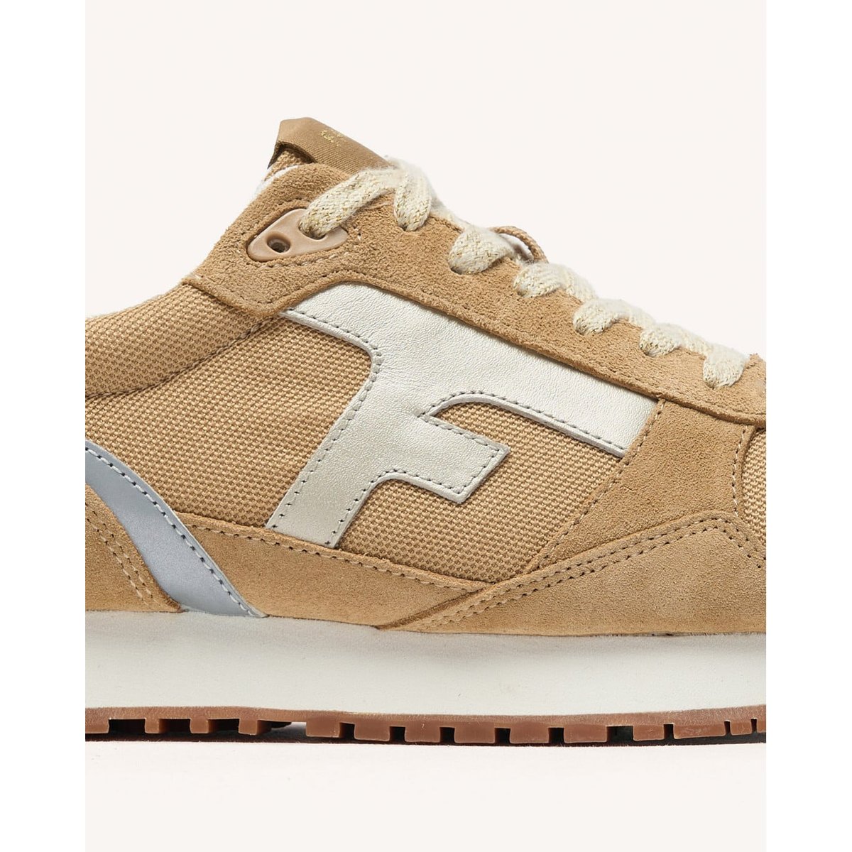 Running tissu suede ELM beige et dorée, FAGUO