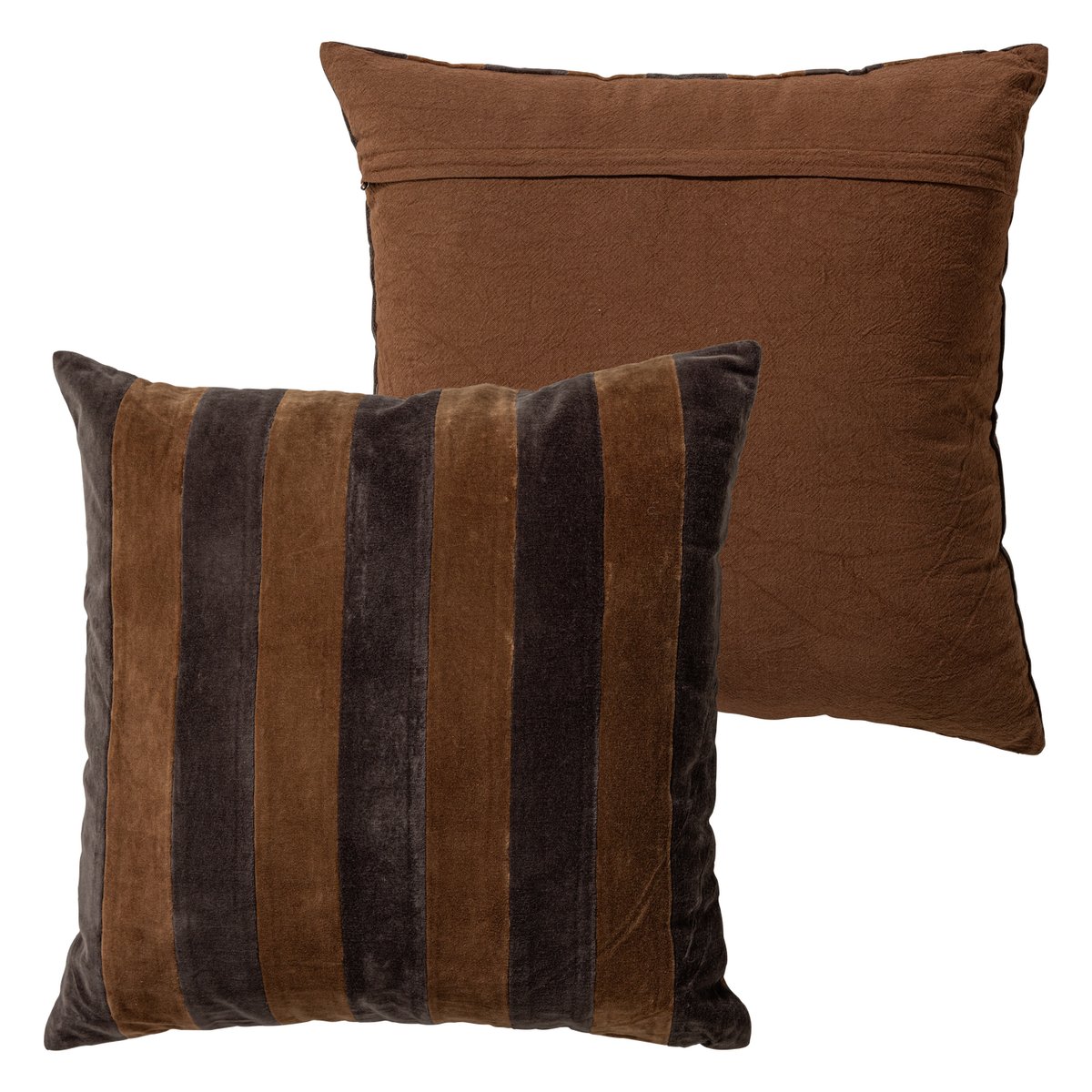 Lot de 4 coussins en coton RELA marron, WOOOD