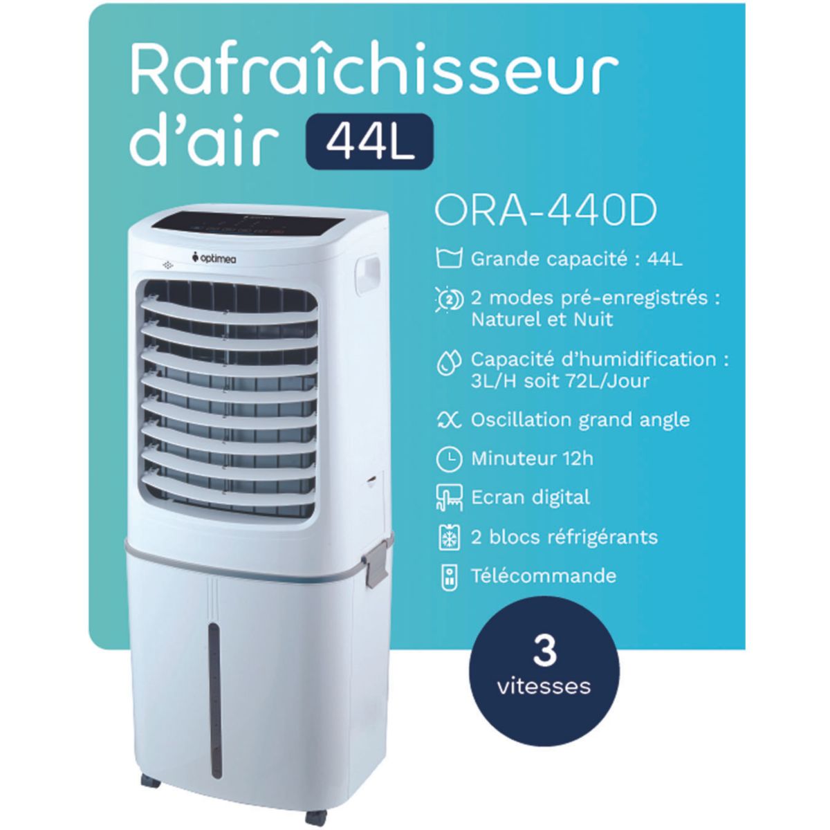 Rafraîchisseur d'air ORA-440D gris, OPTIMEA