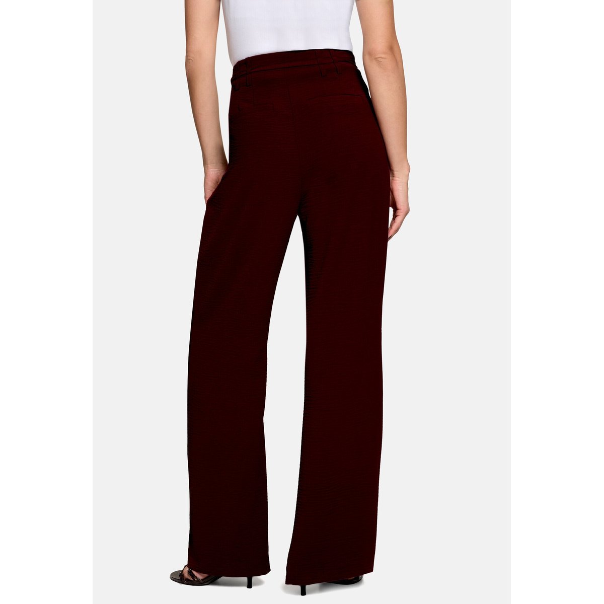 Pantalon modern fit à ceinture à nouer dark aubergine, ZERO