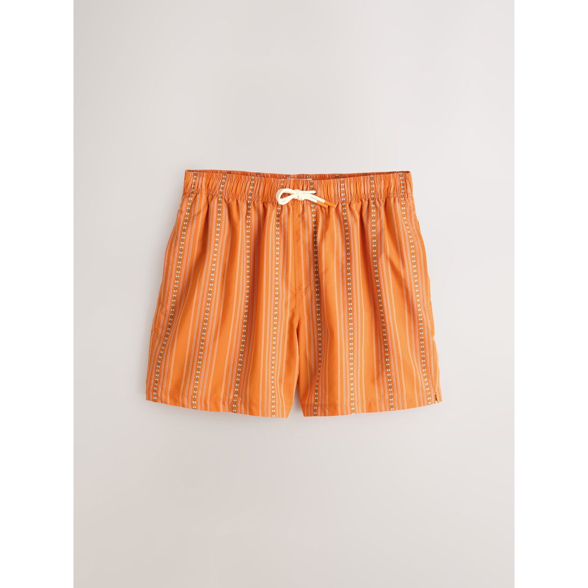 Short de bain brodé rayé en coton 5 pouces orange, NEXT