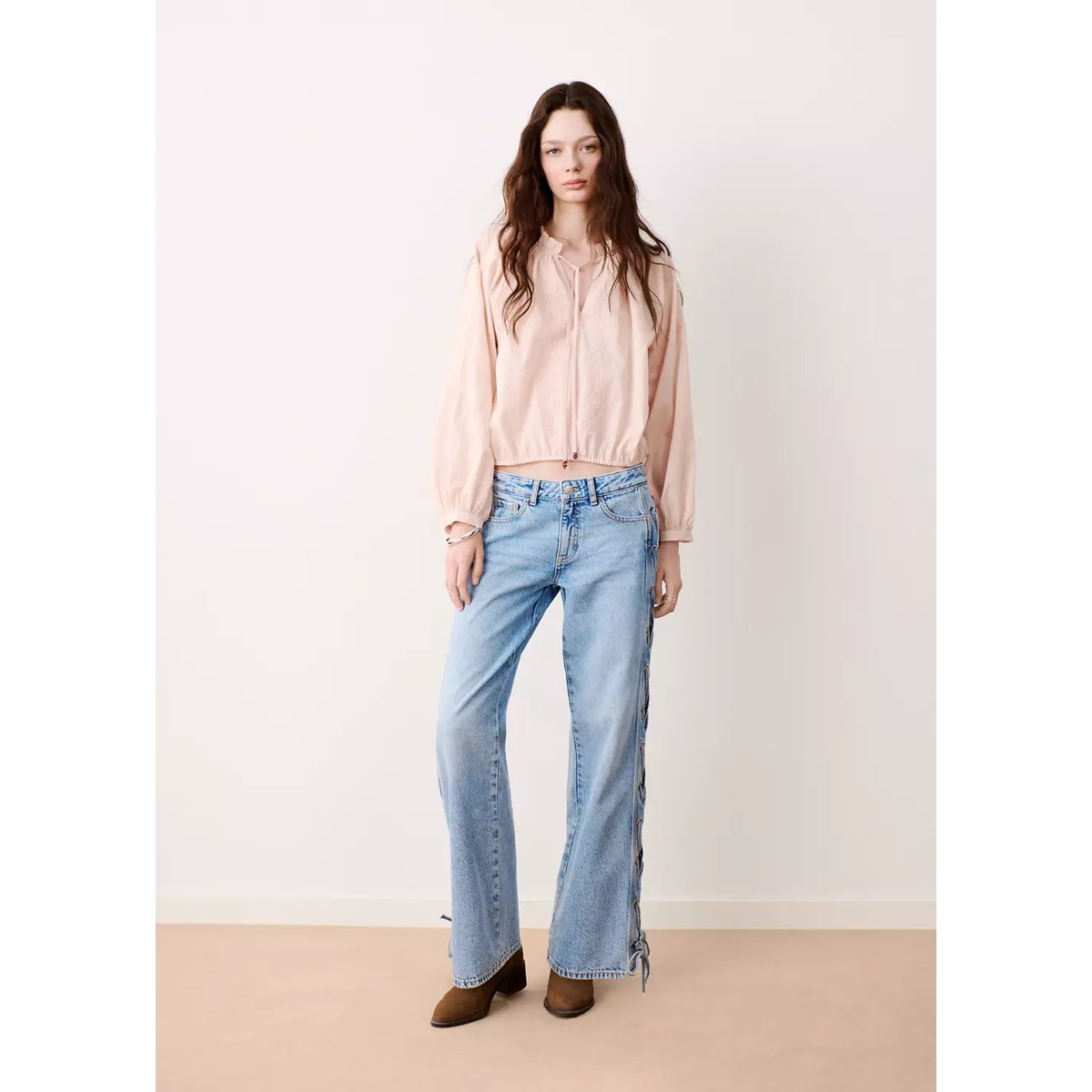 Jean droit détail cordon bleu moyen, MANGO TEEN