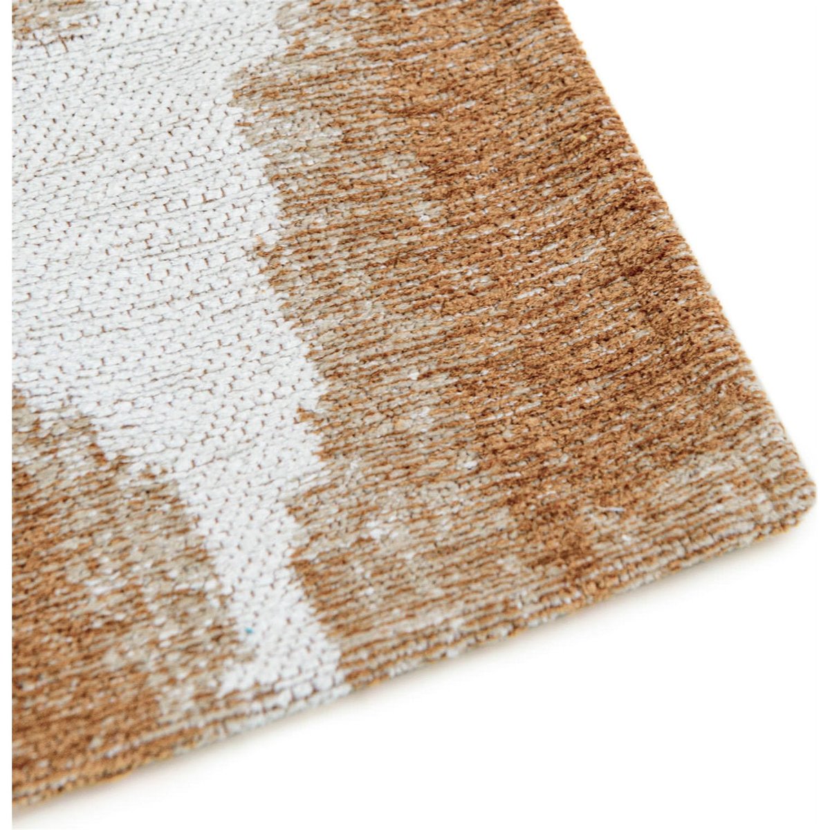 Tapis rectangulaire jacquard, IKAT doré sable sur fond blanc, RECOLLECTION
