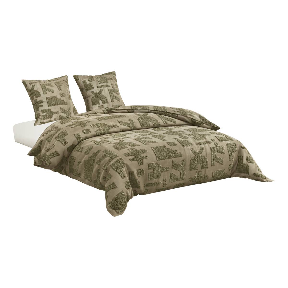 Parure de lit double AMY vert kaki, ATMOSPHERA
