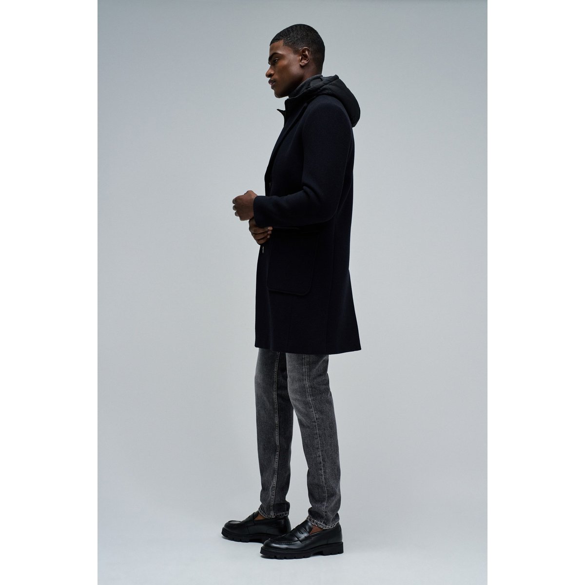 VESTON EN LAINE AVEC CAPUCHE bleu foncé, SALSA JEANS