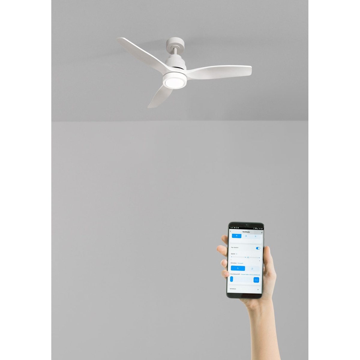 Ventilateur de plafond 40W  avec lumière avec Wi-Fi WIND STYLANCE NATURAL WOOD blanc/blanc, CREATE
