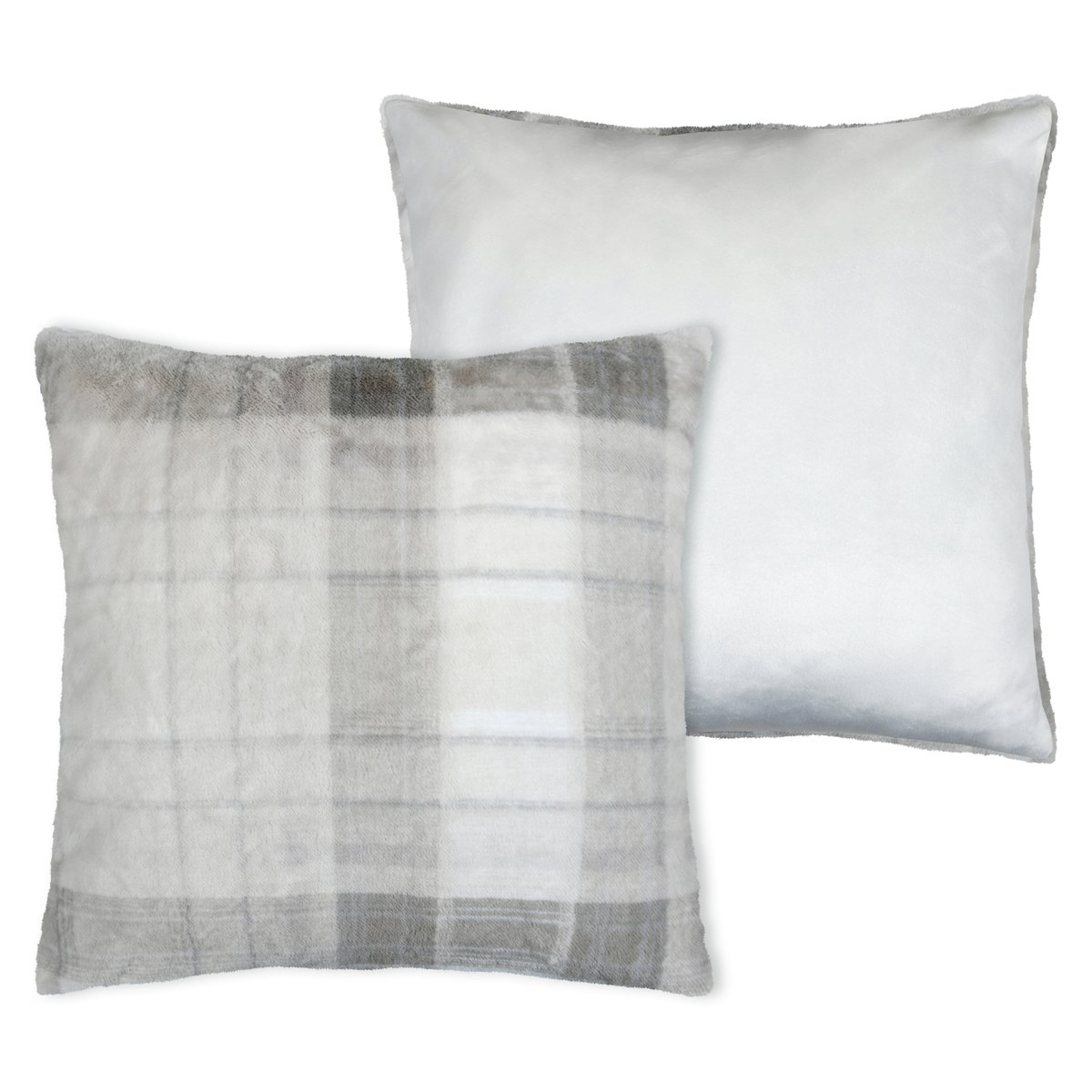 Coussin à carreaux écossais en imitation fourrure beige, LOVELY CASA
