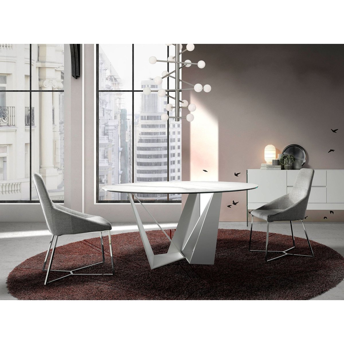 Chaise en tissu et pieds en acier chromé gris | acier, ANGEL CERDA