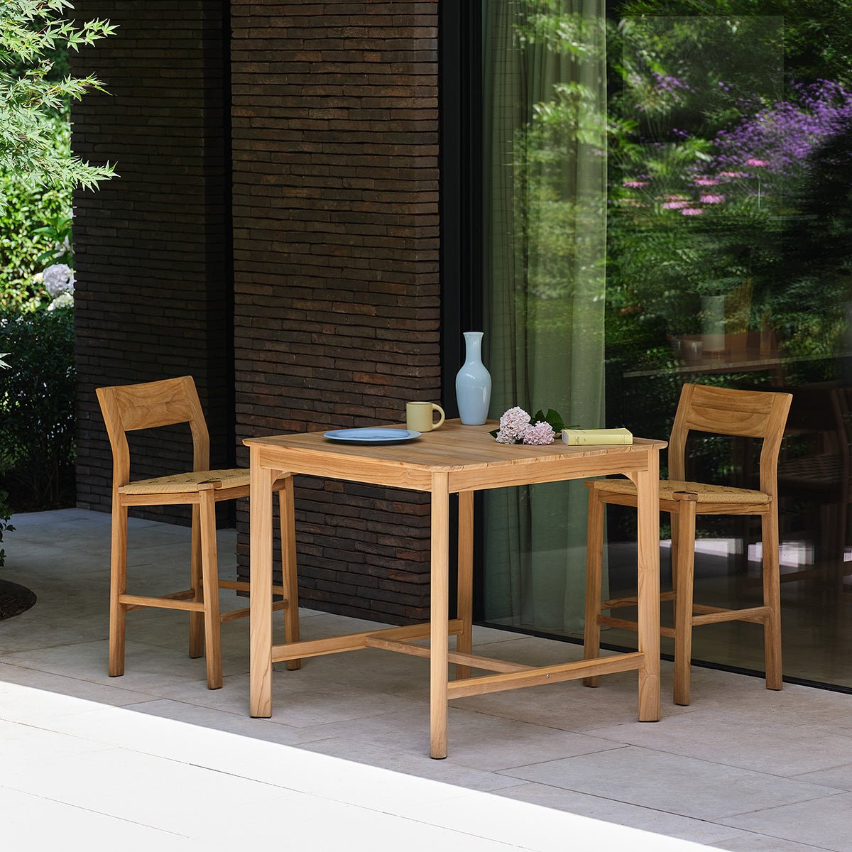 Table haute de jardin en teck 4 pers. PIANA naturel, BERAH GETAH