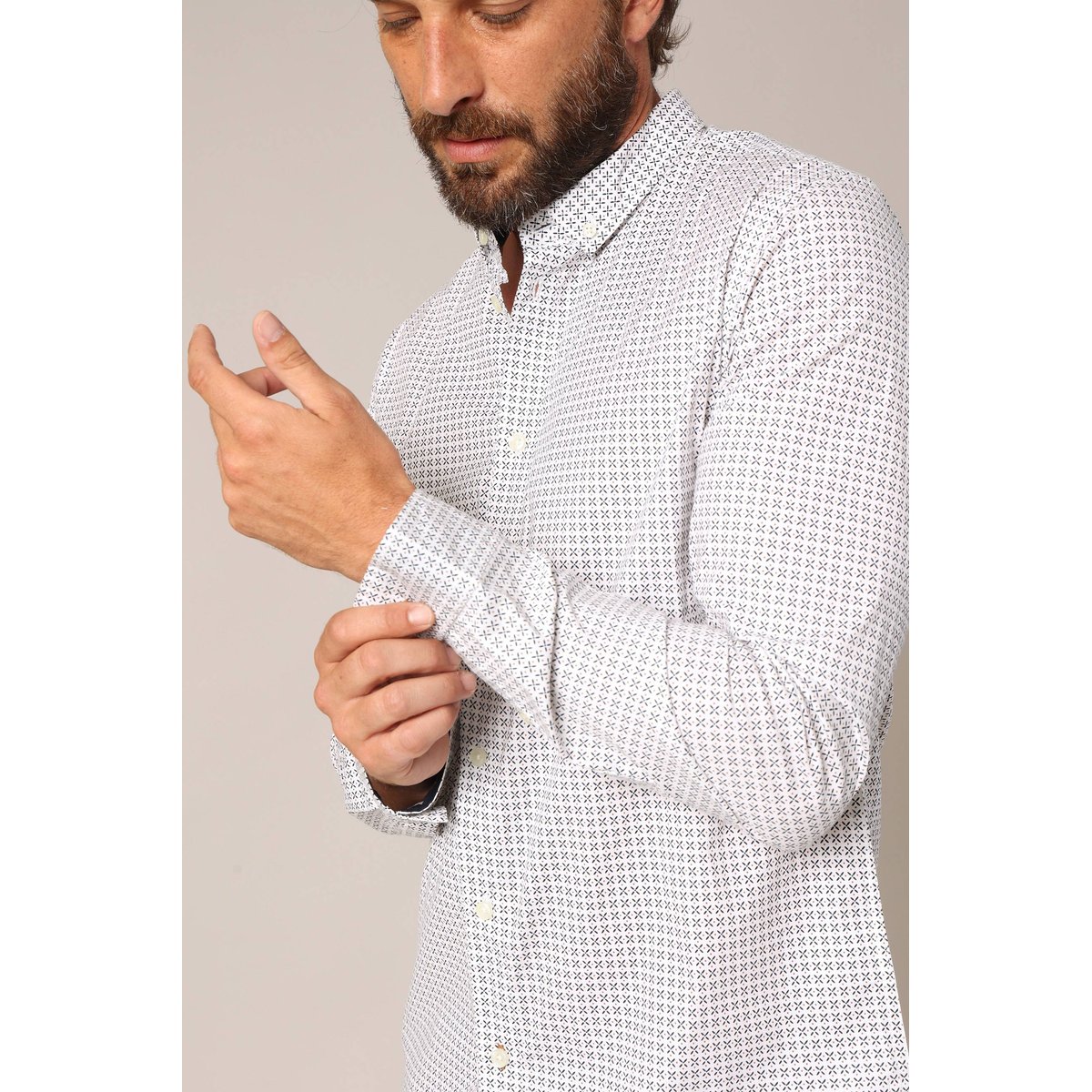 Chemise imprimée coupe droite BOGART natural, DEELUXE