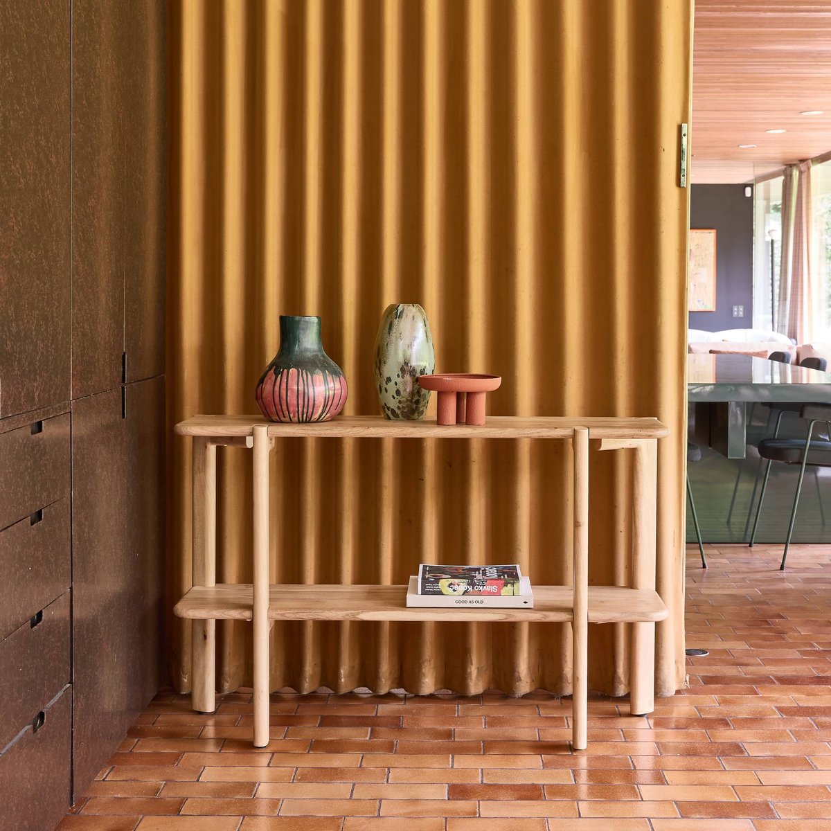 Console exotique bois d'acacia 1 étagère REVA naturel, SWEEEK