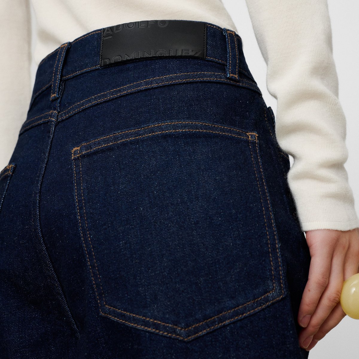 Pantalon denim comfort à cinq poches bleu denim, ADOLFO DOMINGUEZ