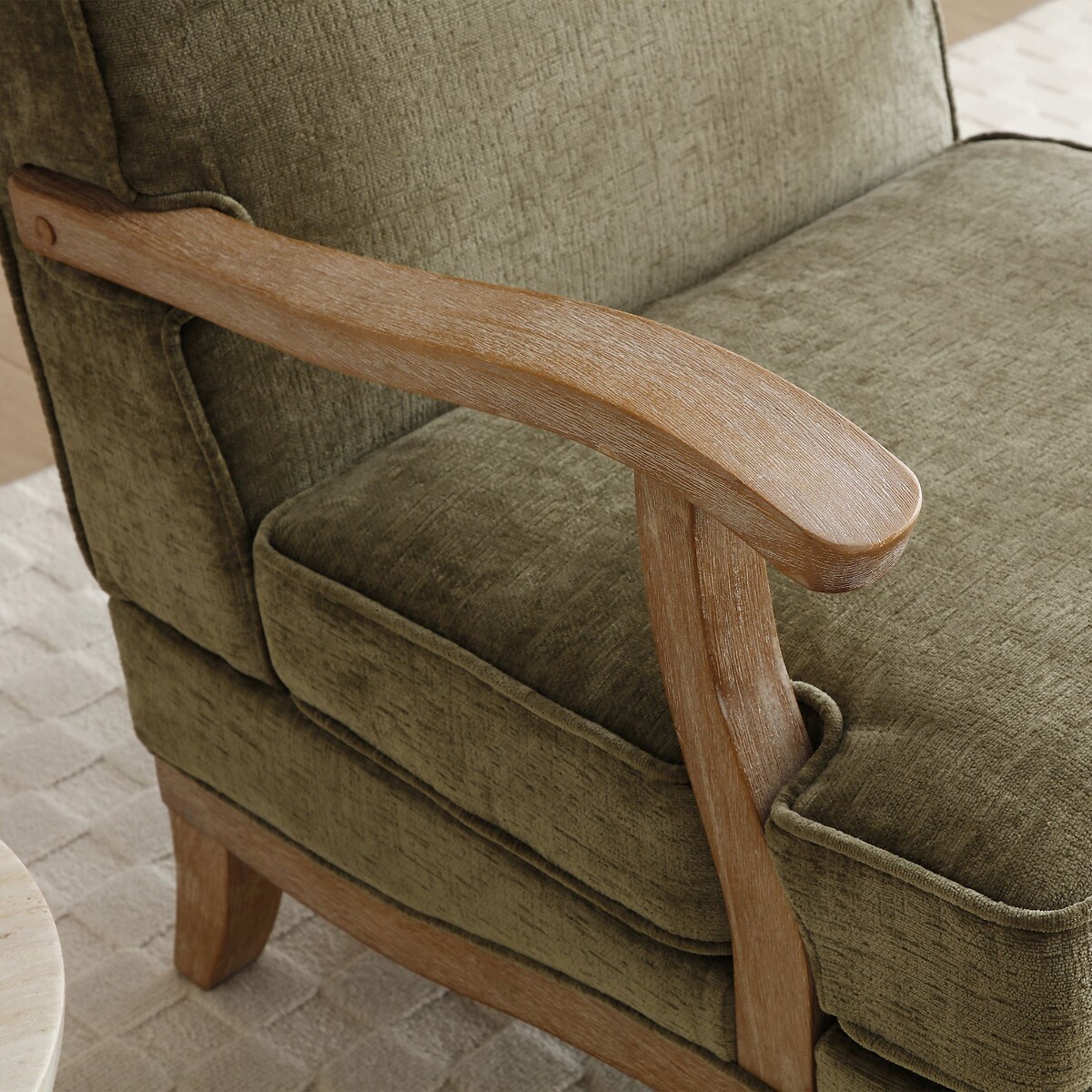 Oakley Distressed Chenille Armchair olive, SO'HOME