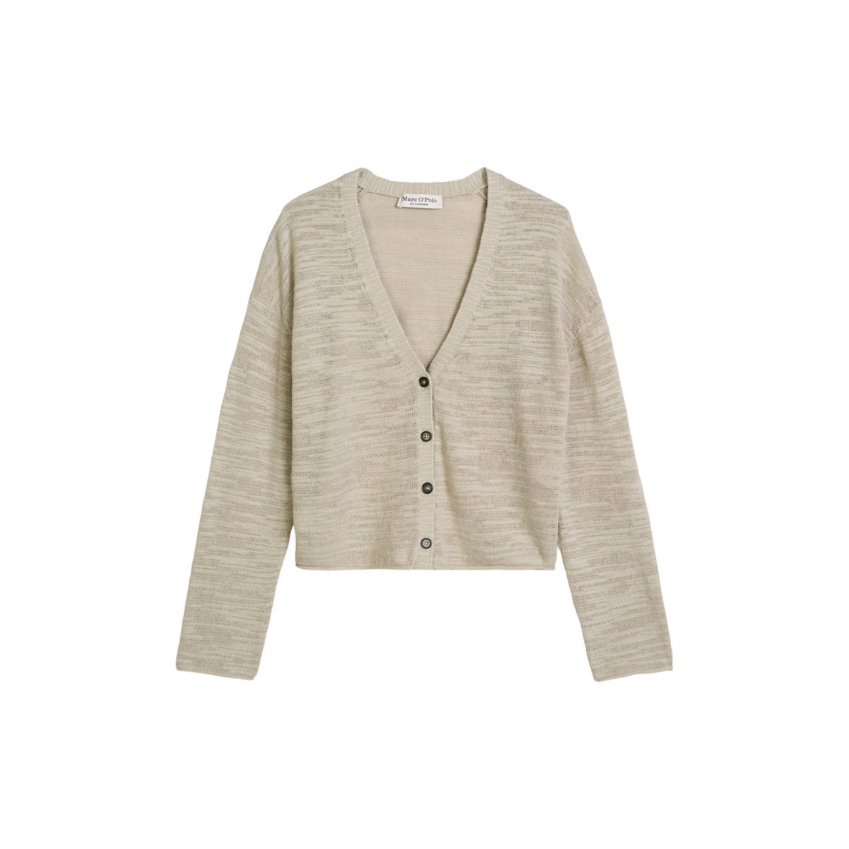 Slub-Cardigan loose en mélange de lin et de coton beige, MARC O'POLO