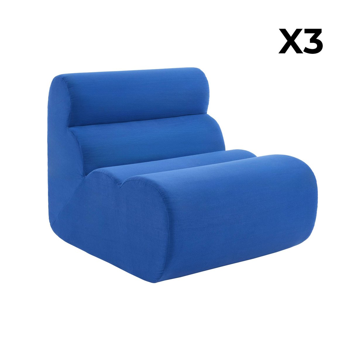 Chauffeuse compressée tissu 1 place (lot de 3) NOVA bleu électrique, SWEEEK