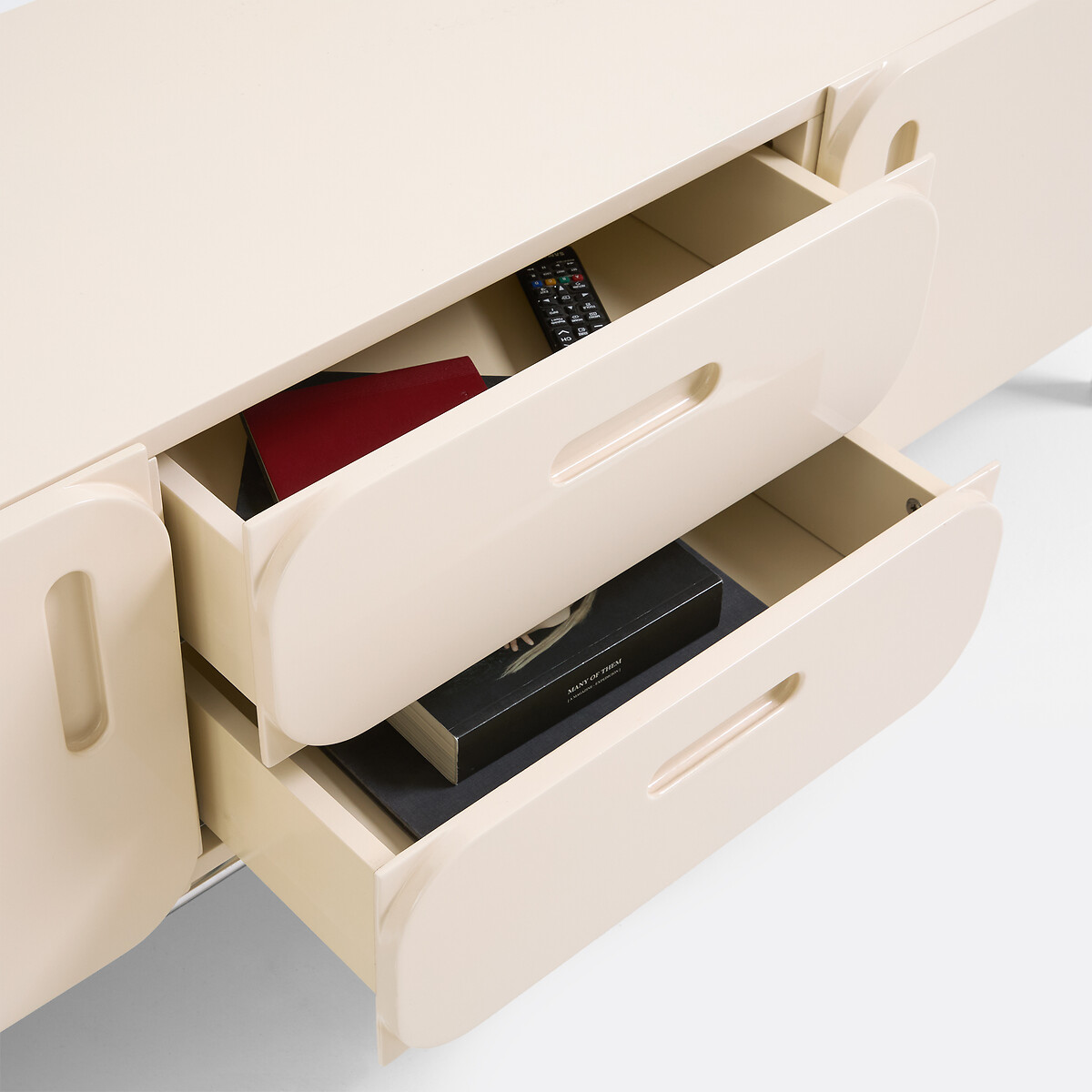 Meuble TV 2 portes 2 tiroirs, 150 cm, NAVEL beige, LA REDOUTE INTERIEURS