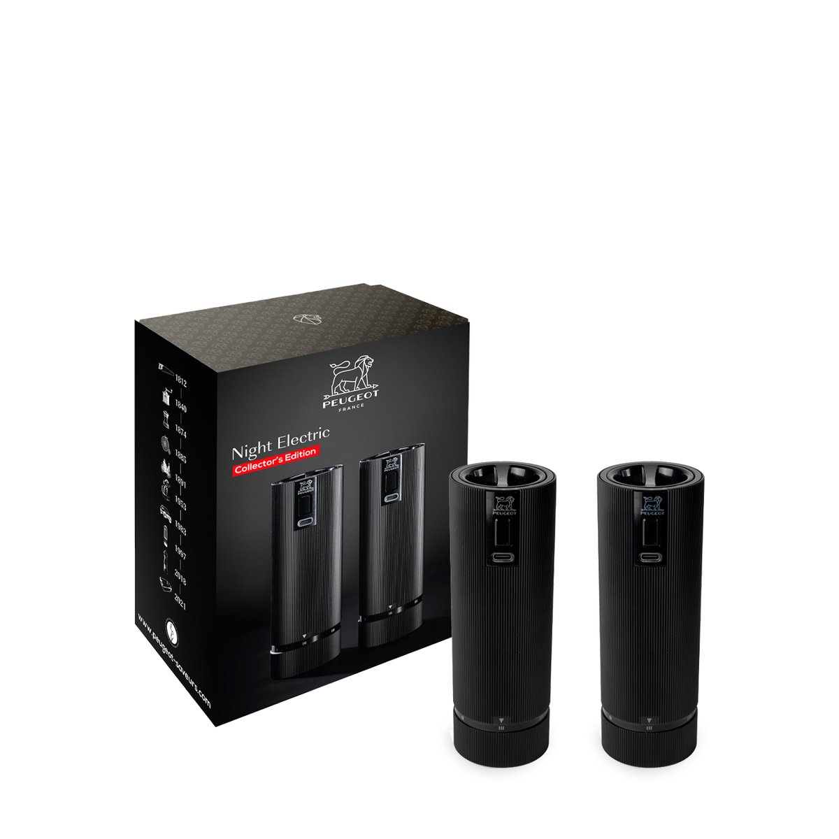 Coffret cadeau - Duo de moulins à poivre et carbone & alu, PEUGEOT