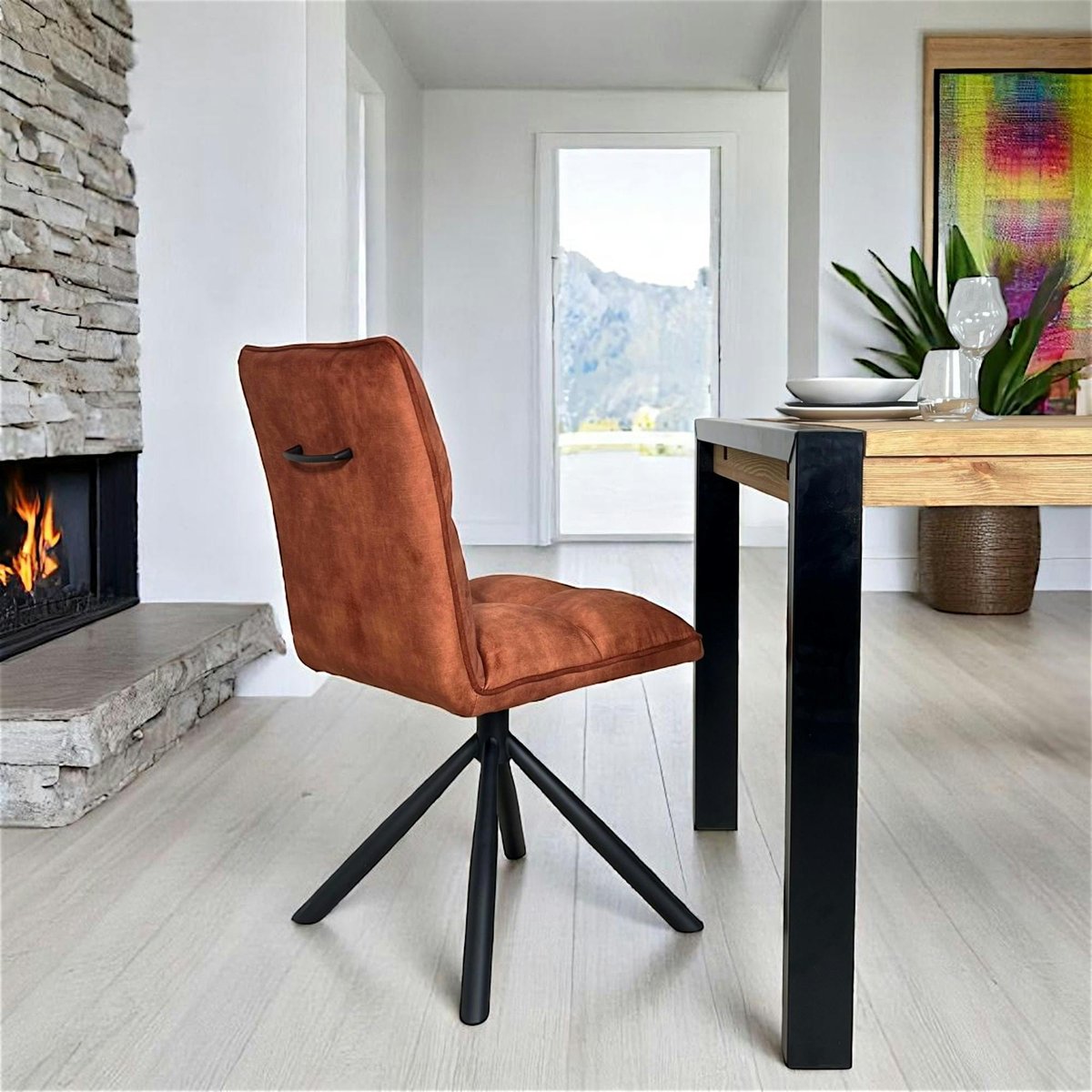 Chaise pivotante en tissu (lot de 2) IENA rouille, PIER IMPORT