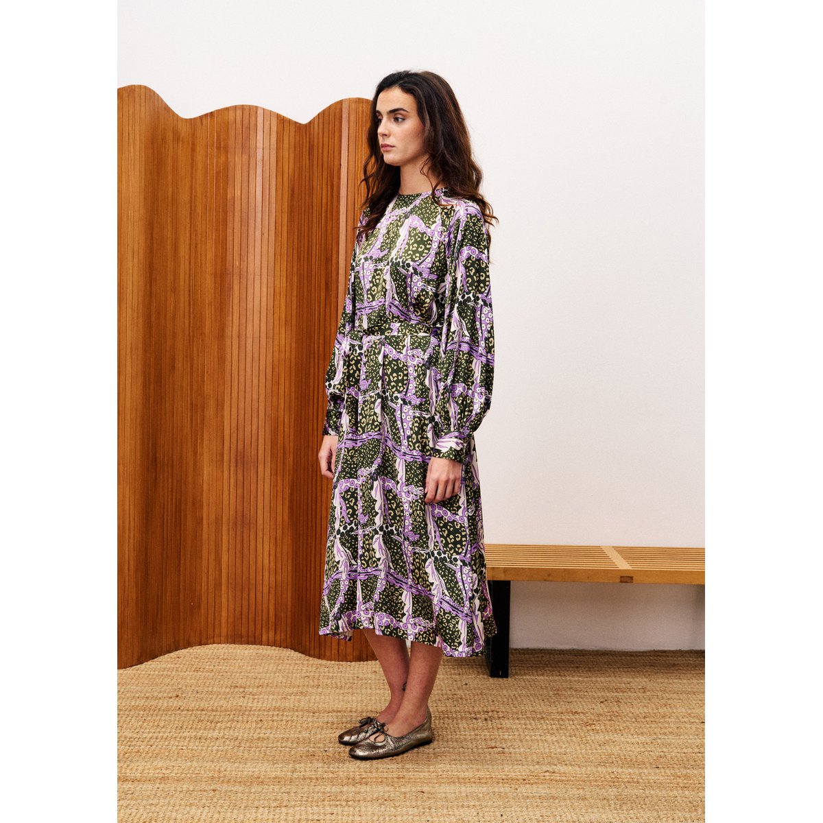 Robe longue SARRIETTE leo vert, FRNCH