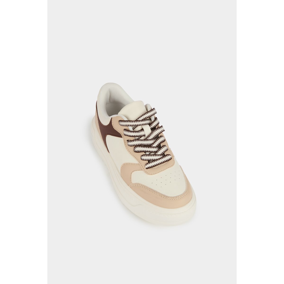 Basket similicuir bicolore blanc, MORGAN